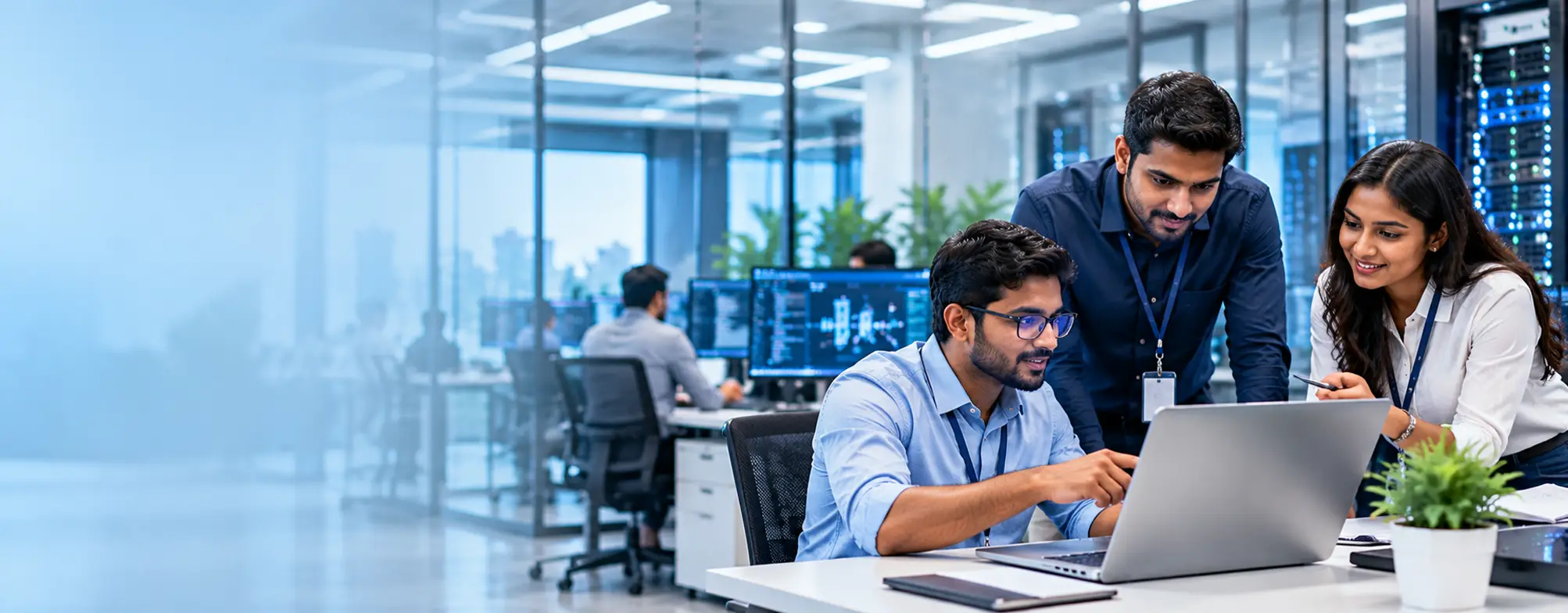 Engineering team at their workstations