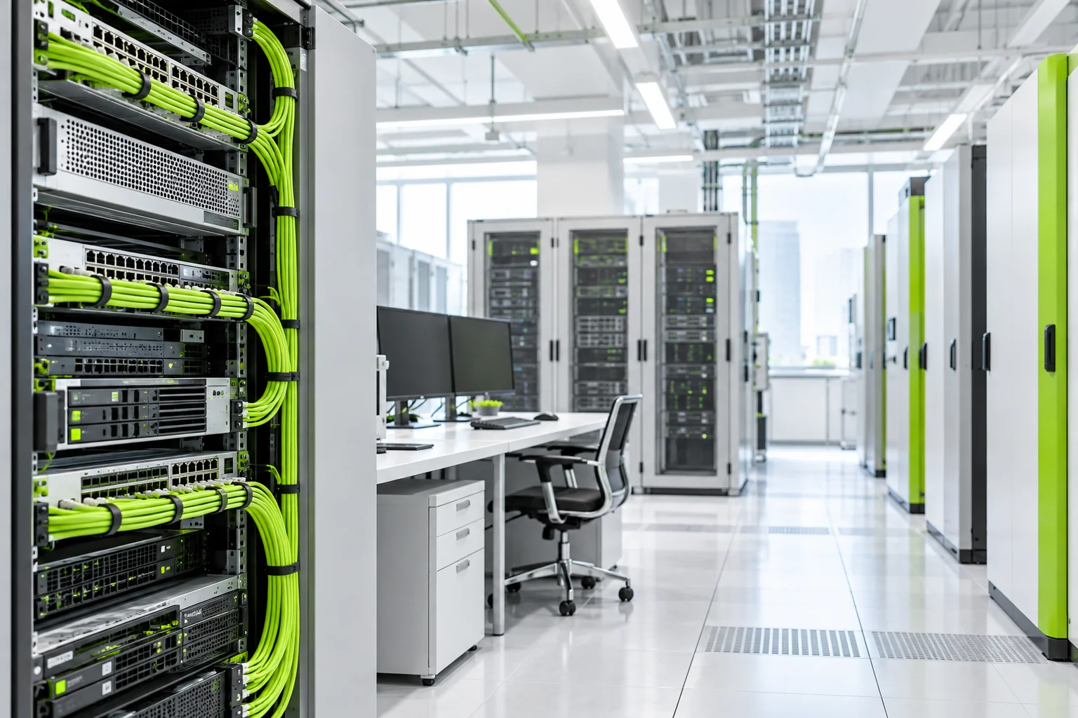 Networking equipment in a server rack